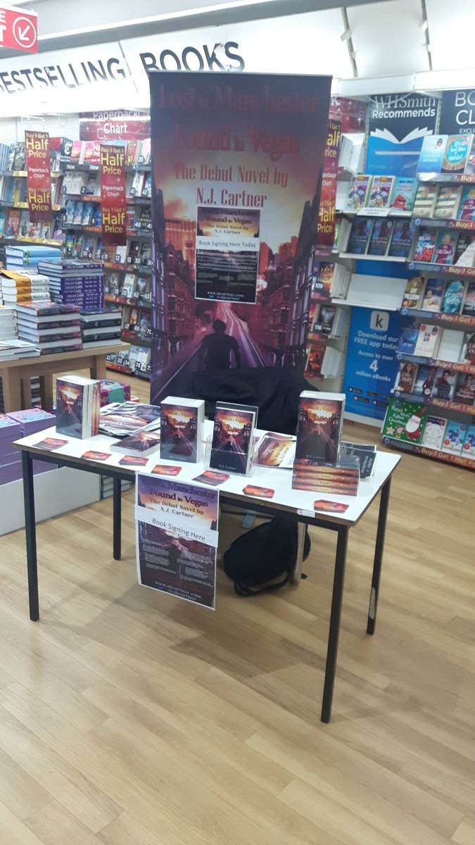 njcartner's tweet photo. Final #booksigning weekend before #Christmas with #Chester #WHSmith today and tomorrow. Come and get your signed copies of #LIMFIV for #gifts or a little something for yourself. #Manchester #vegas #books #novels #fiction @Chester https://t.co/onqcMBHrpE
