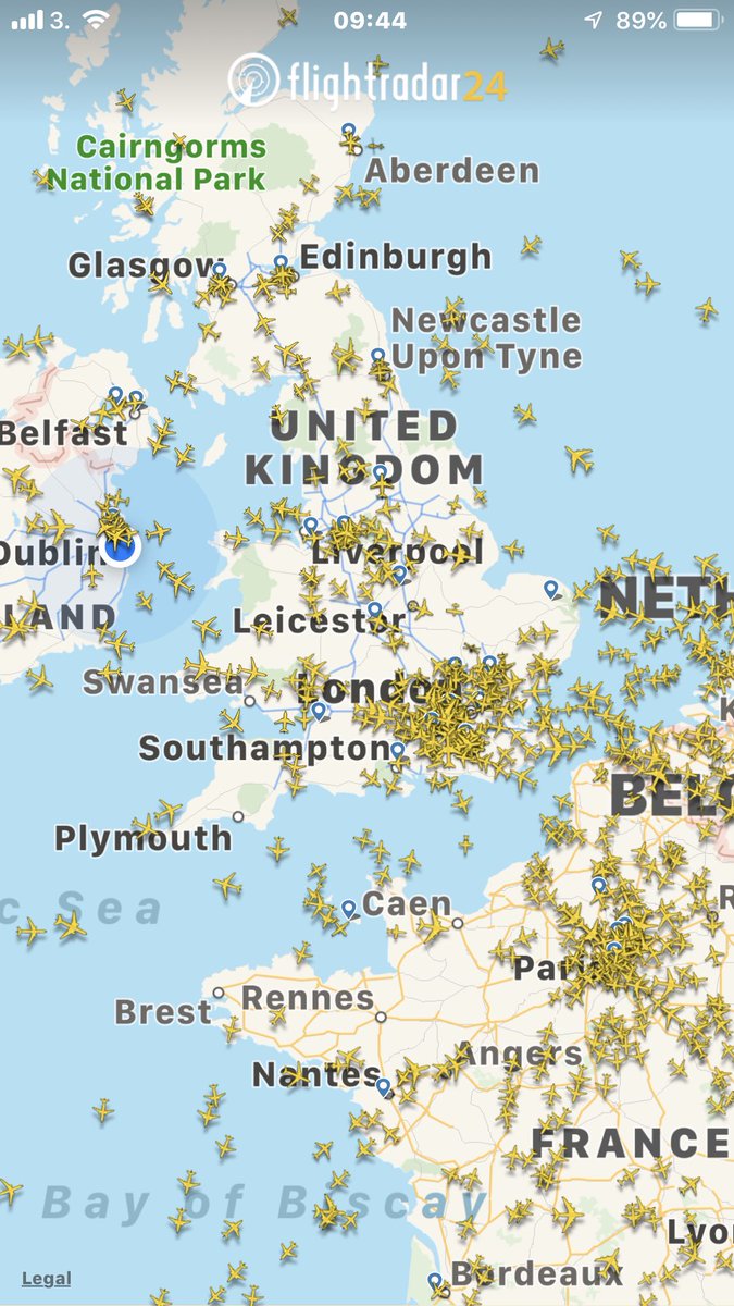 Aisling_Pash's tweet photo. Love my newly downloaded flight tracker app. Look st London and Paris. Wow. #secretgeek https://t.co/0cHgLFj4v8