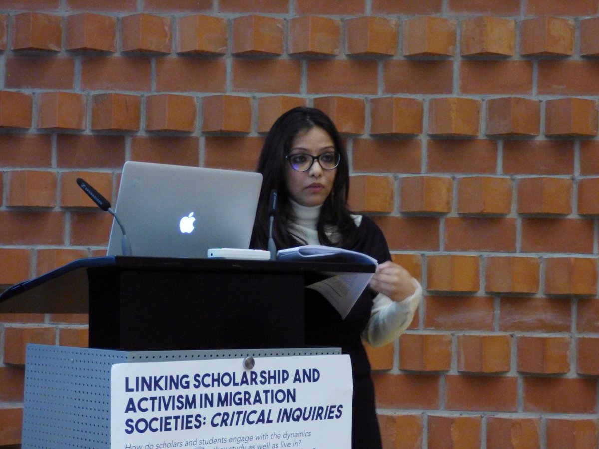 StudyEMMIR's tweet photo. Debolina works though the question of how we can conduct research with marginalised communities in order to forge meaningful collaborative forms of knowledge that are based on accountability to activist principles. #activism #academia #research #ActiveAcademia #EMMIR https://t.co/eQAQFsMipt