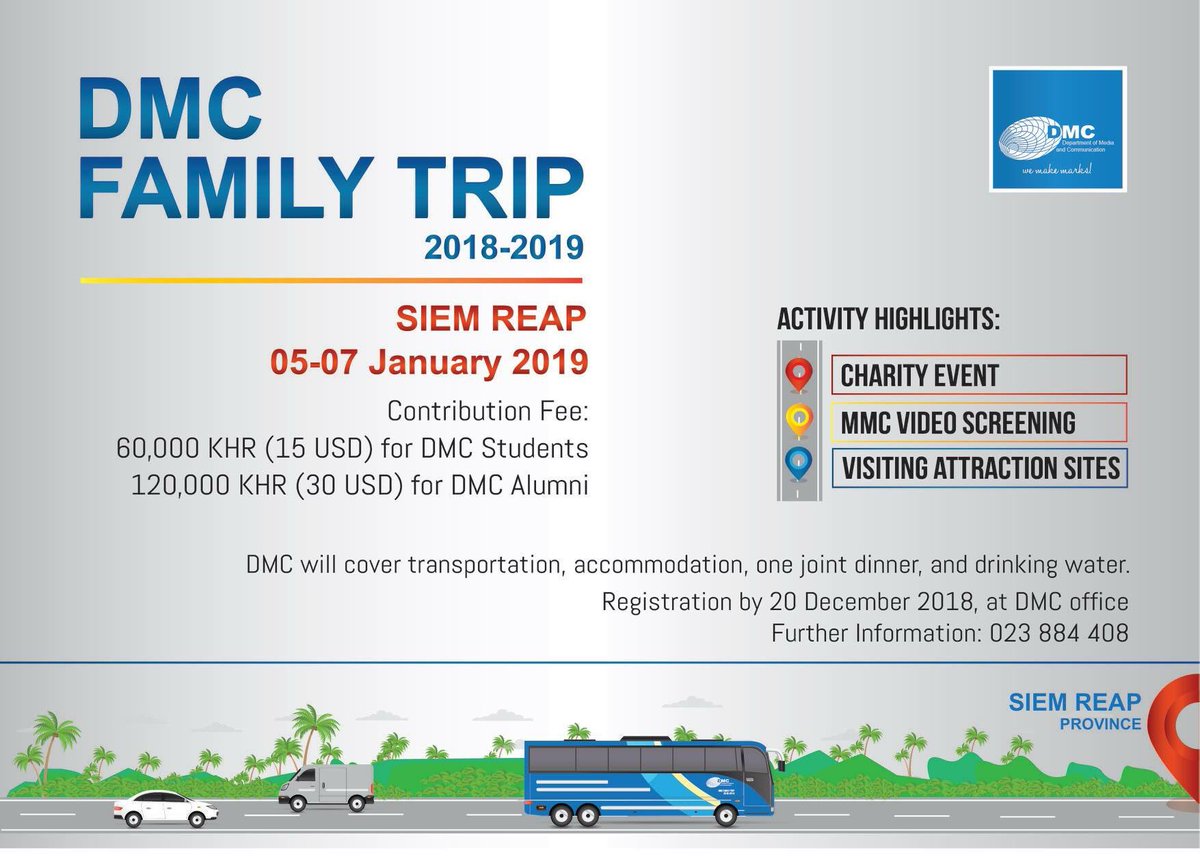 DMCCCI's tweet photo. DMC family trip 2018-2019 
We are going to Siem Reap this year! 🤩 https://t.co/eikXGdBr9x