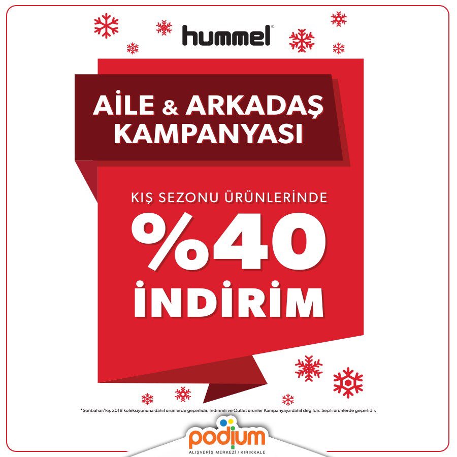 Kış sezonu ürünlerinde %40 indirim, AİLE&ARKADAŞ KAMPANYASIYLA HUMMEL’da🧶🛍

#hummel #hummelsport #sport #sportwear #podium #podiummağazalar #kampanya #indirim #kış #kırıkkaleüniversitesi #kırıkkale #mall