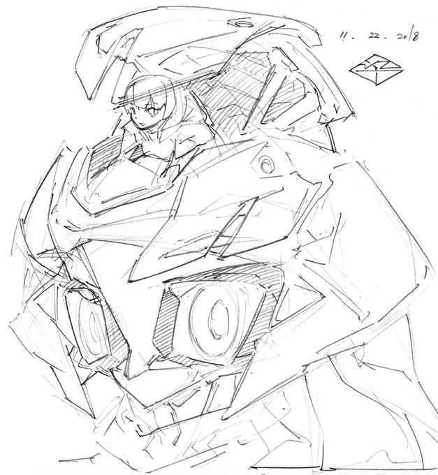 ハッチオープン
#sketch #doodle #落書き #創作 #オリジナル #ロボ #メカ 