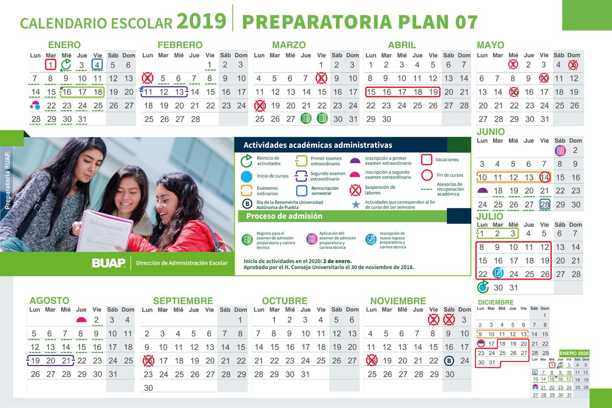 prepacalderon's tweet image. Calendarios escolares 2019, plan 06 y 07 #OrgullosamenteBUAP
