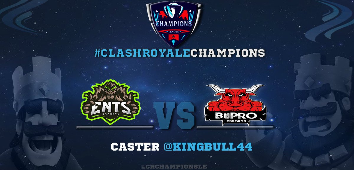 Esta noche a las 22h 
<a href="/Ents_eSportsCR/">Ents eSports CR</a>  vs <a href="/BeProCRTeam/">BePro Esports</a> jornada 5
#ClashRoyaleChampions 
📺youtube.com/channel/UCk0ob…
🎤 @KingBull44 
 Os esperamos a tod@s