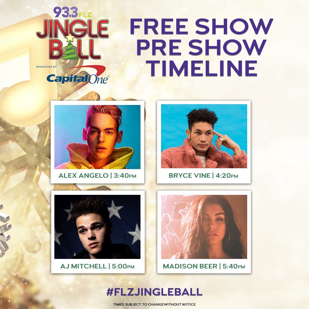 brianfink's tweet photo. TODAY IS THE DAY we make some amazing memories together at the biggest music event in Tampa Bay! 💥 Here’s your run of show for #FLZJingleBall AND the #FreeShowPreShow beforehand. 🎉 https://t.co/l9vuo1uCZP