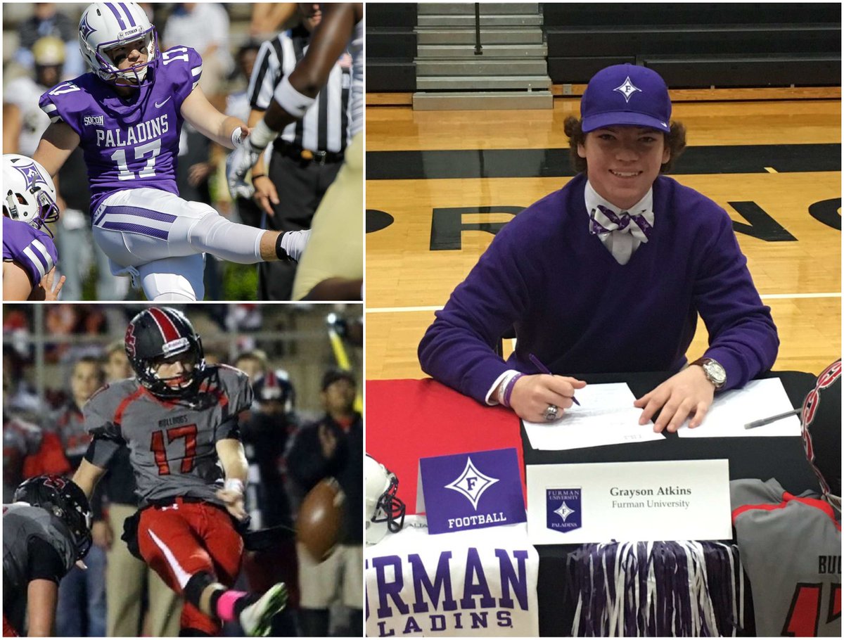 SpartanburgD2's tweet photo. Congratulations to former @BSHSBulldogs @BSH_recruits, now @FurmanPaladins @FurmanU , Kicker Grayson Atkins for being named an AP All-American! 
#2sGotTalent
https://t.co/e9vZUeGjUX https://t.co/3lQedBt7c9