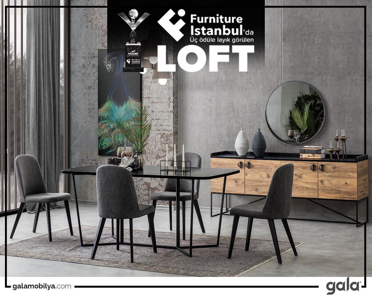 Furniture İstanbul’dan 3 ödüllü Loft serimizin yemek grubuyla tanışın. Loft serimiz ve daha fazlası için: galamobilya.com