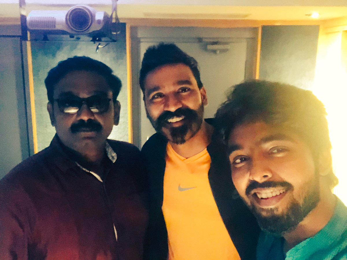 gvprakash's tweet photo. Friends are back ❤️ ... after 8 years @dhanushkraja sings a lovely song for @vasantabalan sirs #Jail in my music will be a very important album and moment  ... good positive times ahead ❤️🤗 https://t.co/SYwmyuDcyE