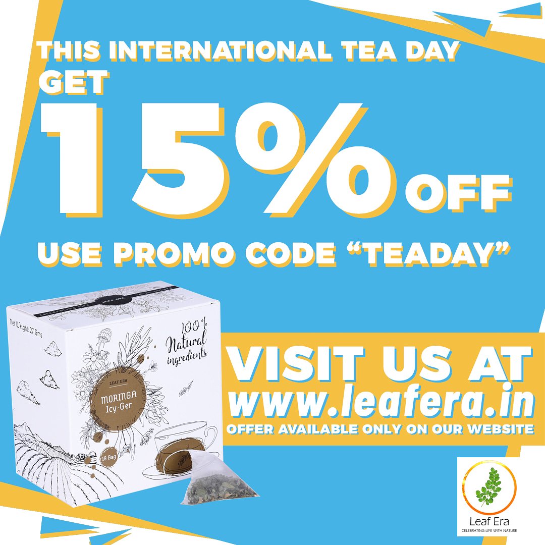 leaferaindia's tweet photo. Try Moringa Products : https://t.co/c4MHvSDOHb
Avail discount at leafera online moringa tea store on this international tea day.
#LeafEra #Moringatea #TEADAY https://t.co/xftxRUw8qQ