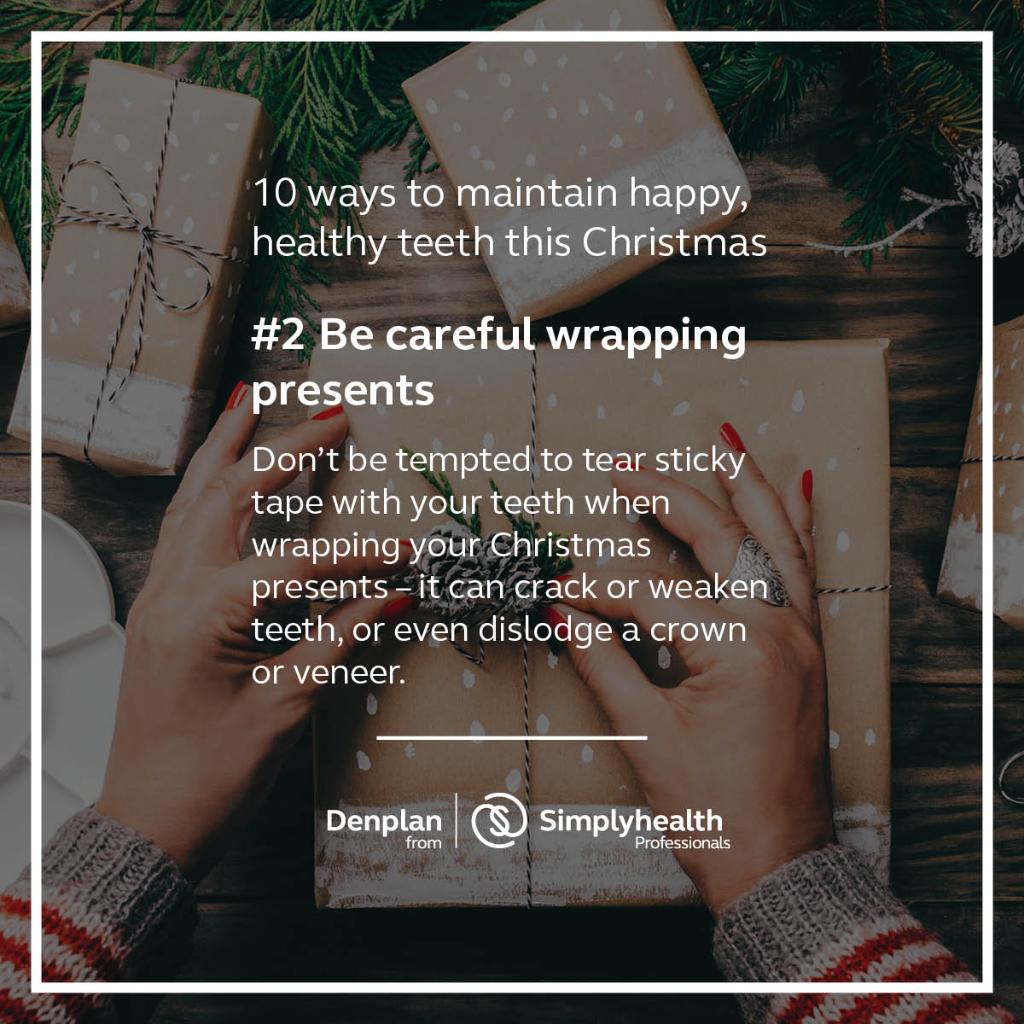 Denplan's tweet photo. Have you ever damaged your teeth with sticky tape? It’s a really common one! We’re sharing our top tips to keep your teeth happy and healthy this #Christmas. https://t.co/FxQdWXDPCz