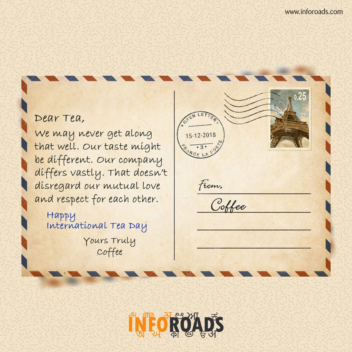 inforoads's tweet photo. What if Kaapi pays tribute to its counterpart!
#InternationalTeaDay #Inforoads #EverythingIndiaandIndians https://t.co/4Rbs5RMRO1