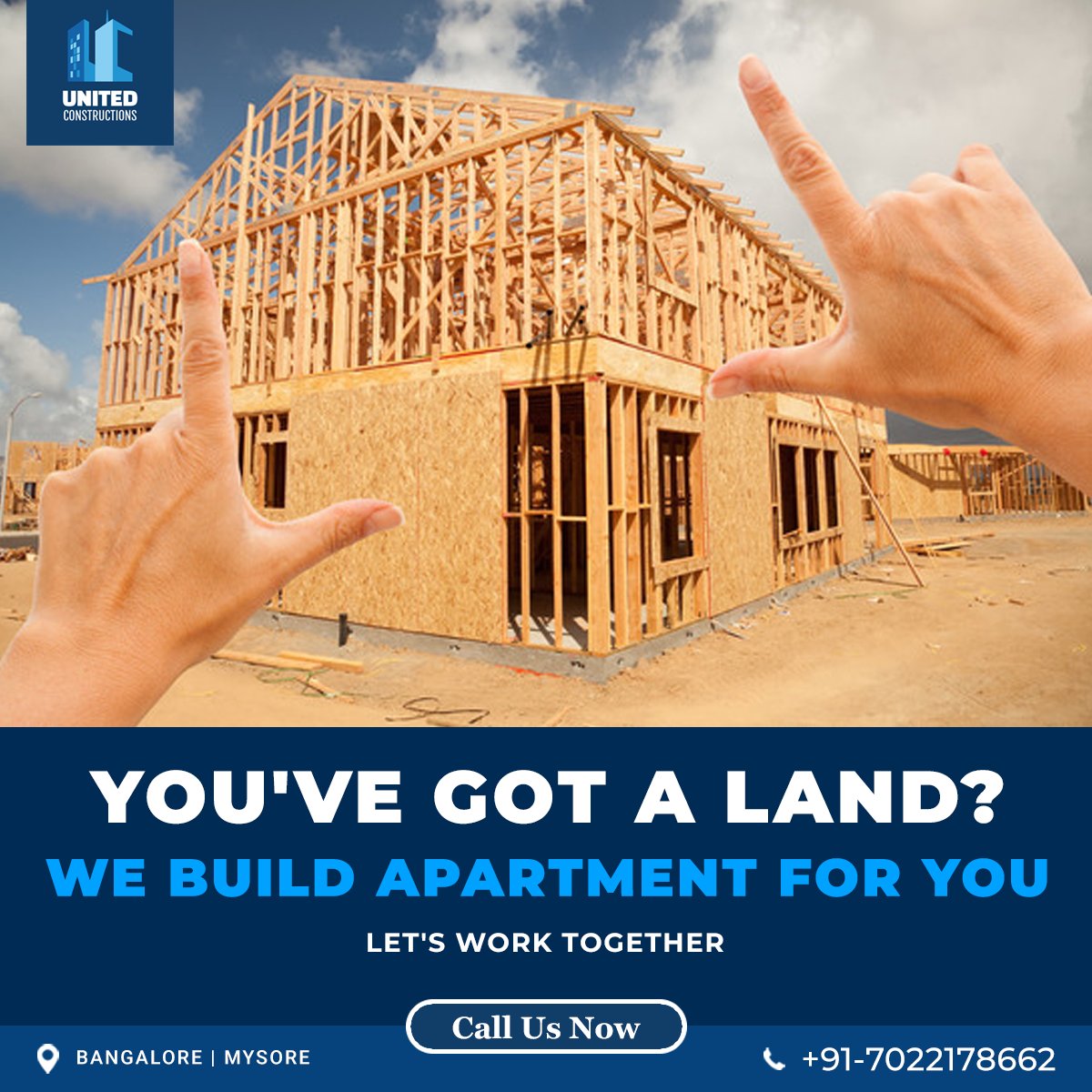 You have got land? We build an apartment for you.
Let's work together as a joint venture!
#LetsWorkTogether
Contact us now:+91 7022178662
#builders #construction #building #residential #commercial #jointventure #yourland #buildersoftomorrow #unitedconstructions #bengaluru #mysuru