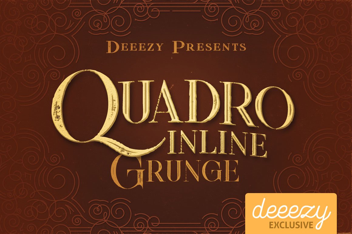 fontjournal's tweet image. And the sample image of what the #Freebie Quadro Inline Grunge #Font looks like...  (w3n.us/quadroinlinegr…)