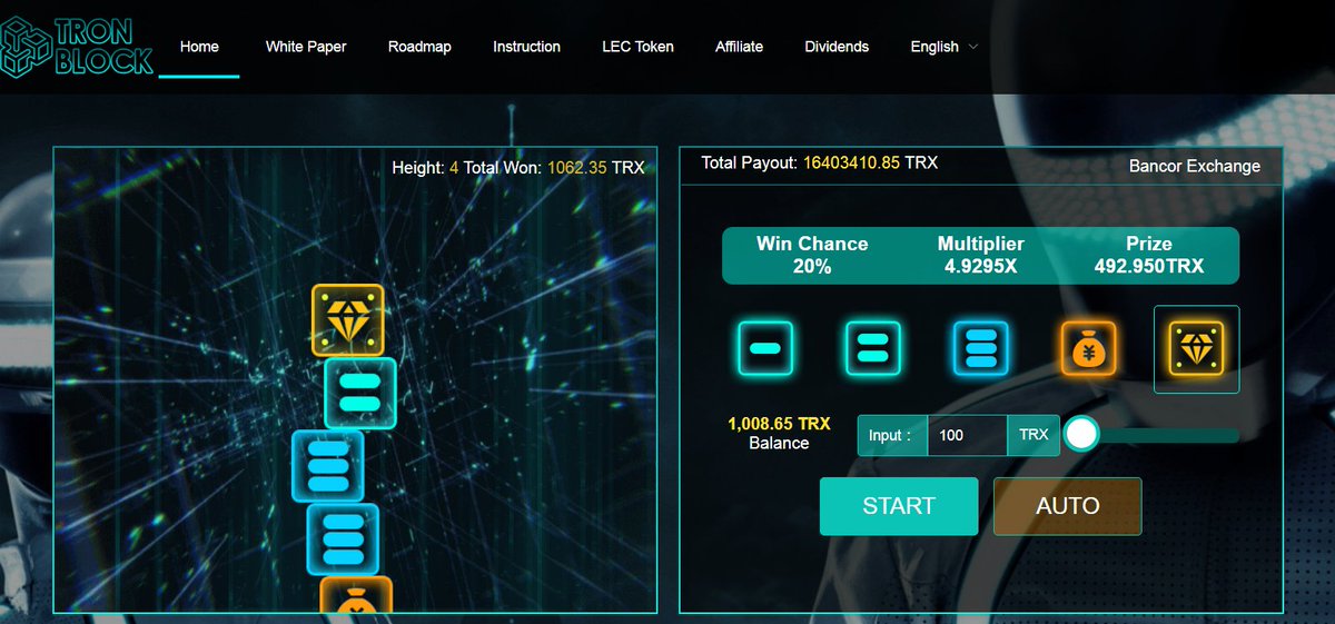 mishalederman's tweet photo. Just took 100 $TRX & turned it into 1000 $TRX playing the new game on TRON: @Tron_Block
🔗https://t.co/PoJIDrETpz
Stack blocks, go on a win streak & win #TRX depending on the weight of the block selected 💰
#TronBlock is now 3rd of #TRON DApps in daily usage
#IAmDecentralized https://t.co/I9ge6m87Bb