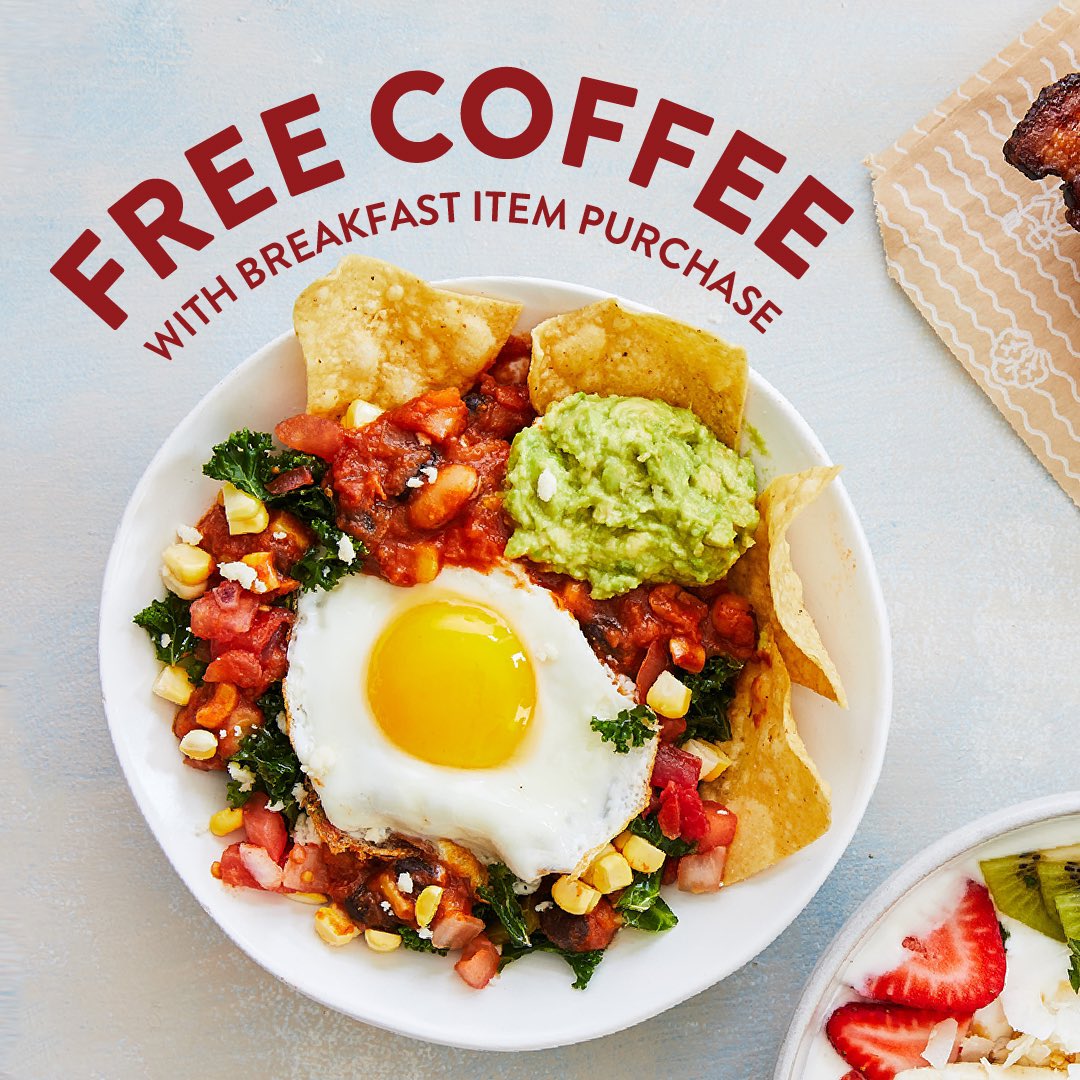 Rise and shine! Better-for-you breakfast is ready for you at B.GOOD, along with a free cup of @wardscoffee1869 with purchase. Proud to partner with another #familyowned #local business for fresh, quality ingredients you can feel good about!