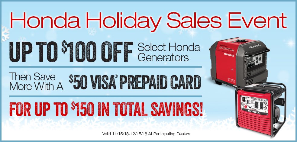 Last call for great savings on some of our most popular generators!  The Honda Holiday Sales Event ends TODAY, 12/15.  Better head to your local dealer now!
powerequipment.honda.com/promotions/hon…
