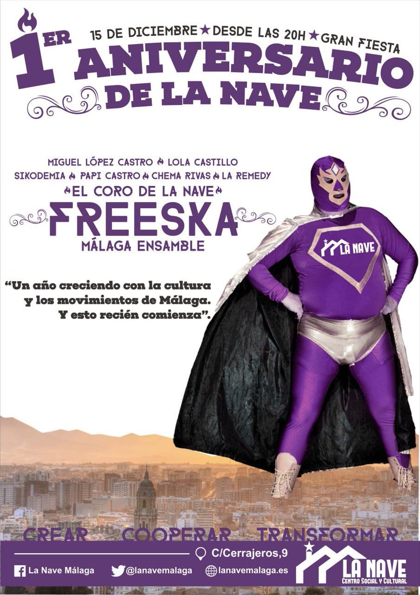 LaMoraMalaga's tweet photo. Hoy nos vemos en nuestro espacio social y cultural @lanavemalaga #1añoNavegando #1año #Creando #Cooperando #Trasnformando y los que vendrán. Con todas y con todos #LaNaveVa Vente a celebrar con nosotras, a partir de las 20h nos vemos. https://t.co/U5bwVZ6coB