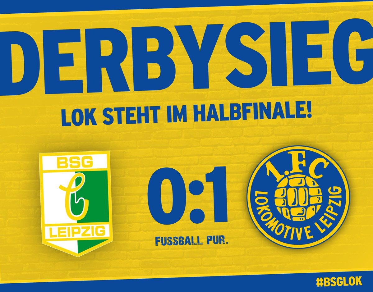 1fclokleipzig's tweet image. DERBYSIEGER! Die Loksche steht im Halbfinale des Wernesgrüner-Sachsenpokals! Steinborn schoss in einer hart umkämpften Partie nach 75 Minuten das Tor des Tages. Jetzt wird gefeiert: ALLE INS BRUNO! MANNSCHAFT EMPFANGEN! #BSGLOK #fcl1966 #fußballpur #sachsenpokal