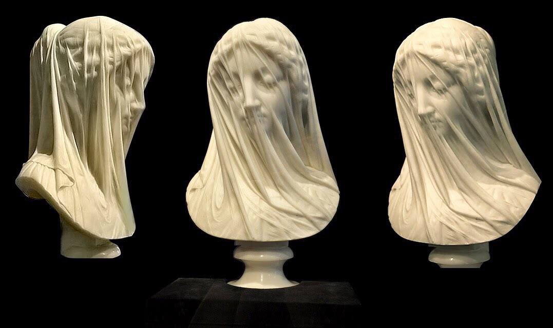 EuropeanArtHIST's tweet photo. The Veiled Virgin (1850s) is a Carrara marble statue carved in Rome by Italian sculptor Giovanni Strazza, depicting the bust of a veiled Virgin Mary. (Presentation Convent, St. John's) #Strazza https://t.co/Dlqt4ntwNw