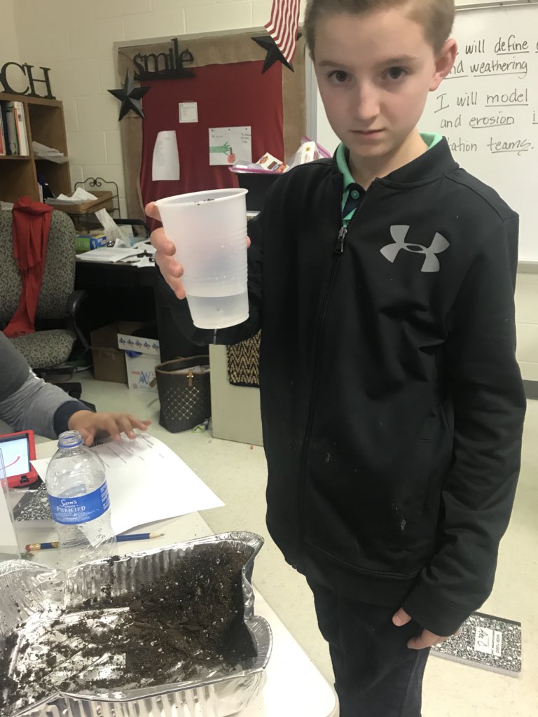 Jaimeclarkstory's tweet photo. Weathering and erosion in science class. https://t.co/Bc9fzWl69b