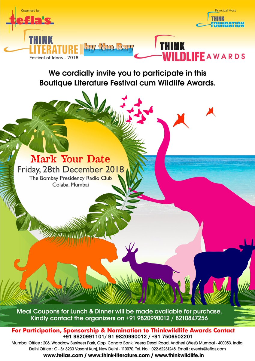 Think Literature-By the Bay &amp; Think Wildlife Awards 2018-Friday , 28th December, 2018 at The Bombay Presidency Radio Club Limited, Colaba #literature #literaturefestival #mumbailitfest #mumbai #colaba #radioclub #art #life #writers #poets #authors #readers #poetry #poet #culture