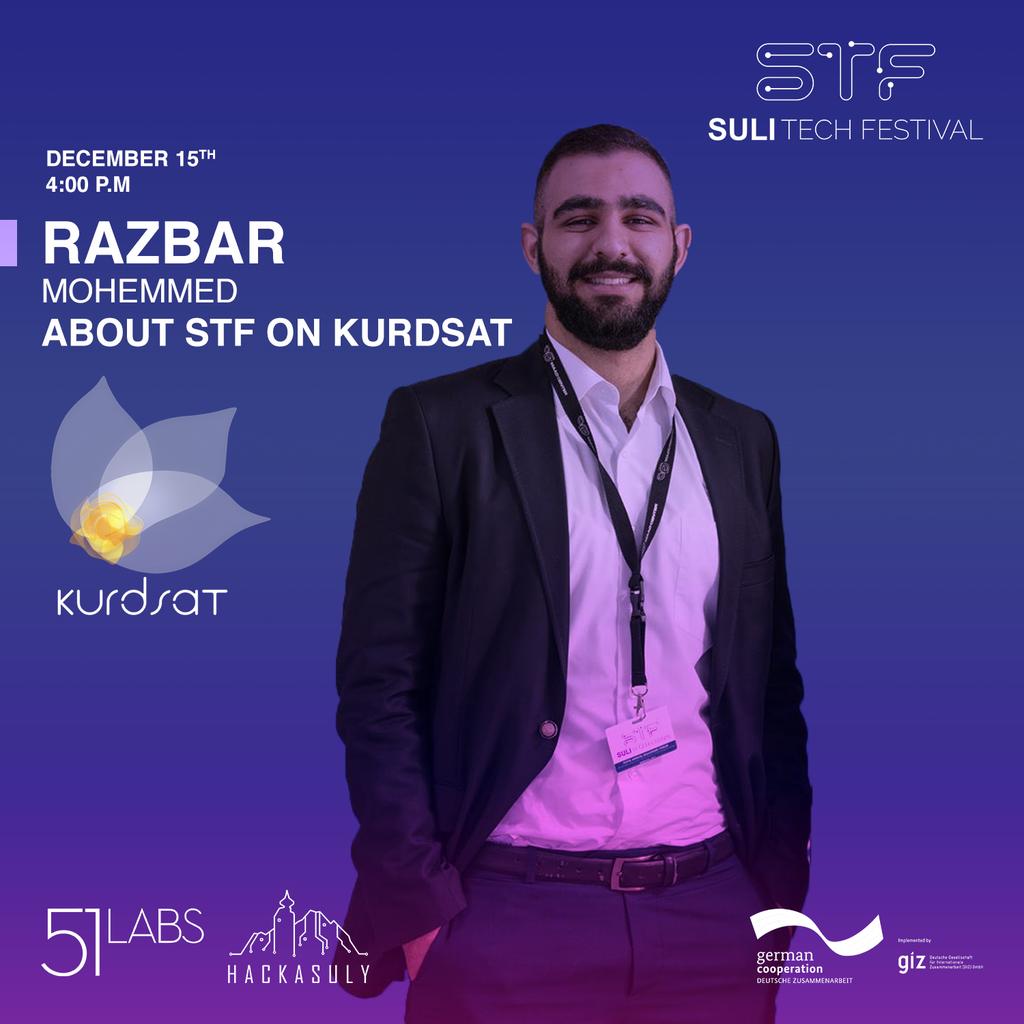hackasuly's tweet photo. Razbar will be live on Kurdsat TV today at 4:00pm talking about Suli Tech Festival.
Don't miss it!
#HackaSuly #SuliTechFest https://t.co/RAPP3qURaV