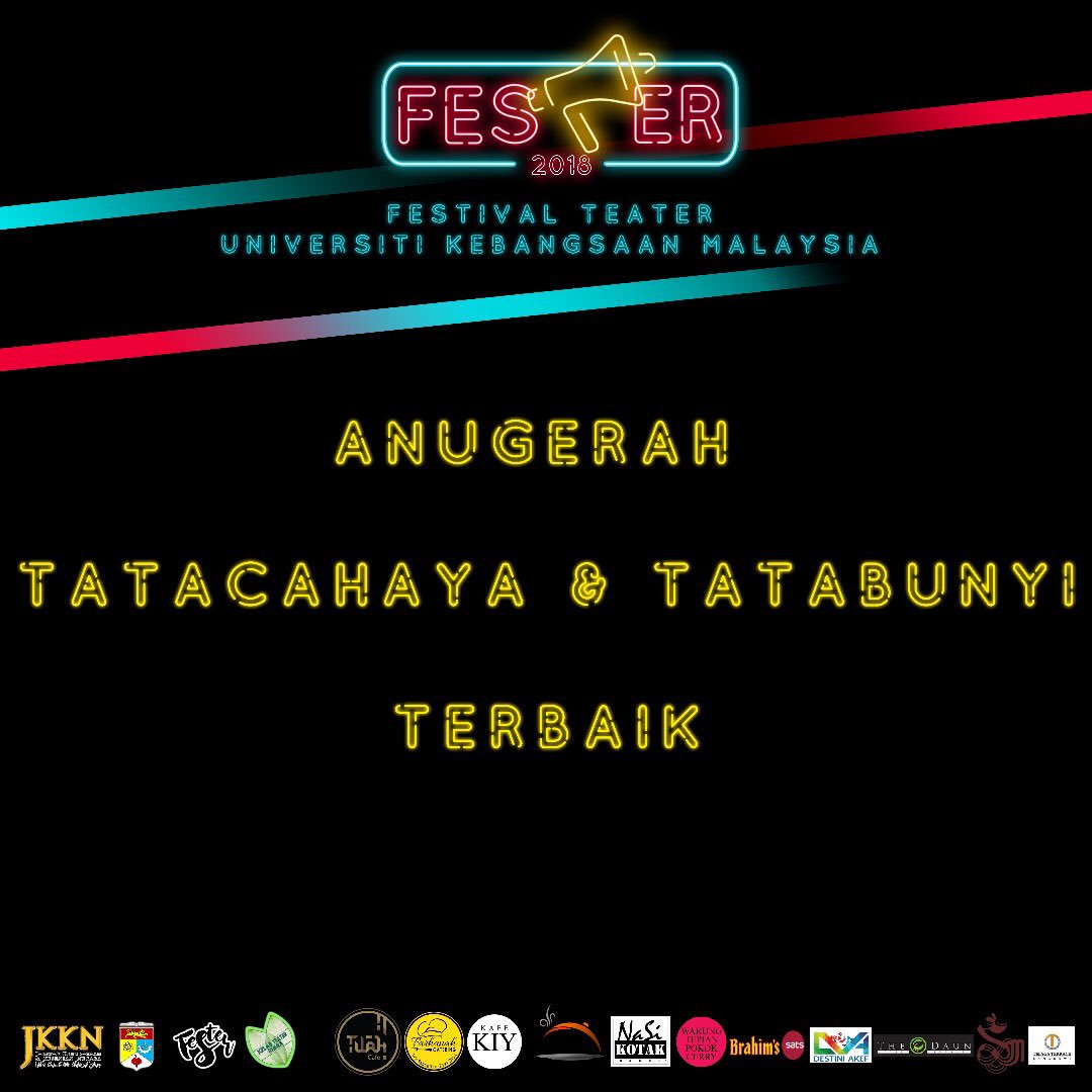 teaterrimbaukm's tweet photo. Anugerah Tatacahaya dan Tatabunyi Terbaik
Nyonya-nyonya
Sanggar Mas
KKM
#fester
#festerukm
#fester2018
#festerukm2018 https://t.co/n0mSMWC81R