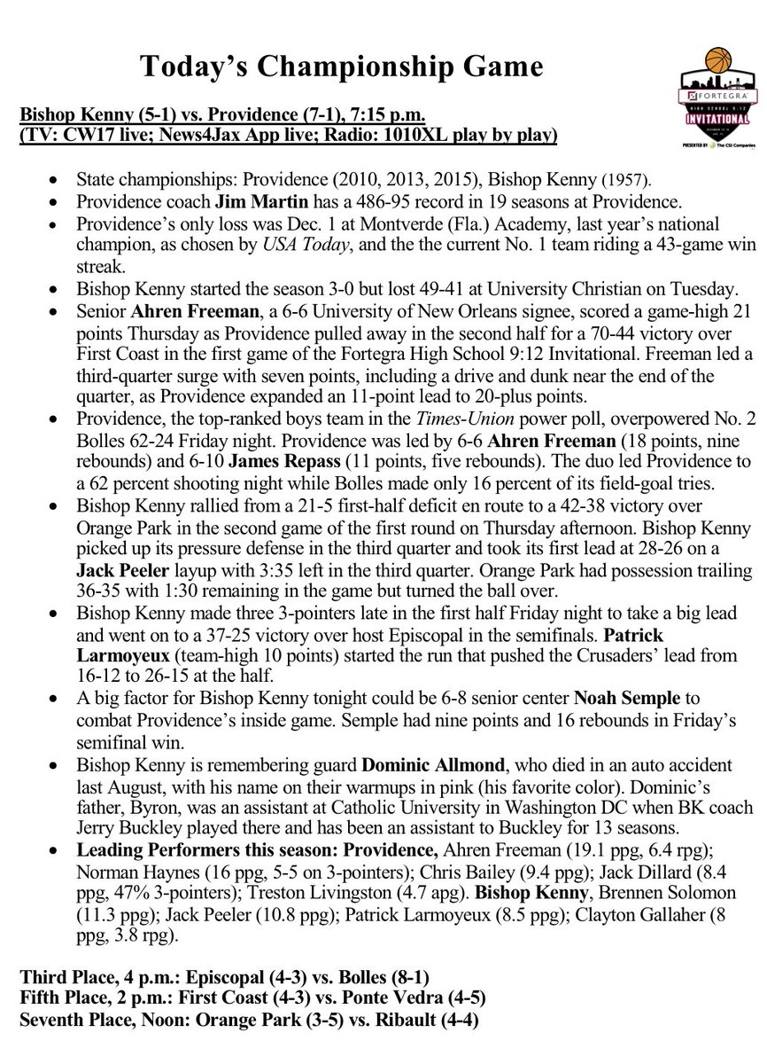 AlanVerlander's tweet photo. Games notes from @WardClayton for tonight championship game in @Fortegra @highschool912 Invitational Presented by @CSICompanies. https://t.co/dzXYCf1T3P