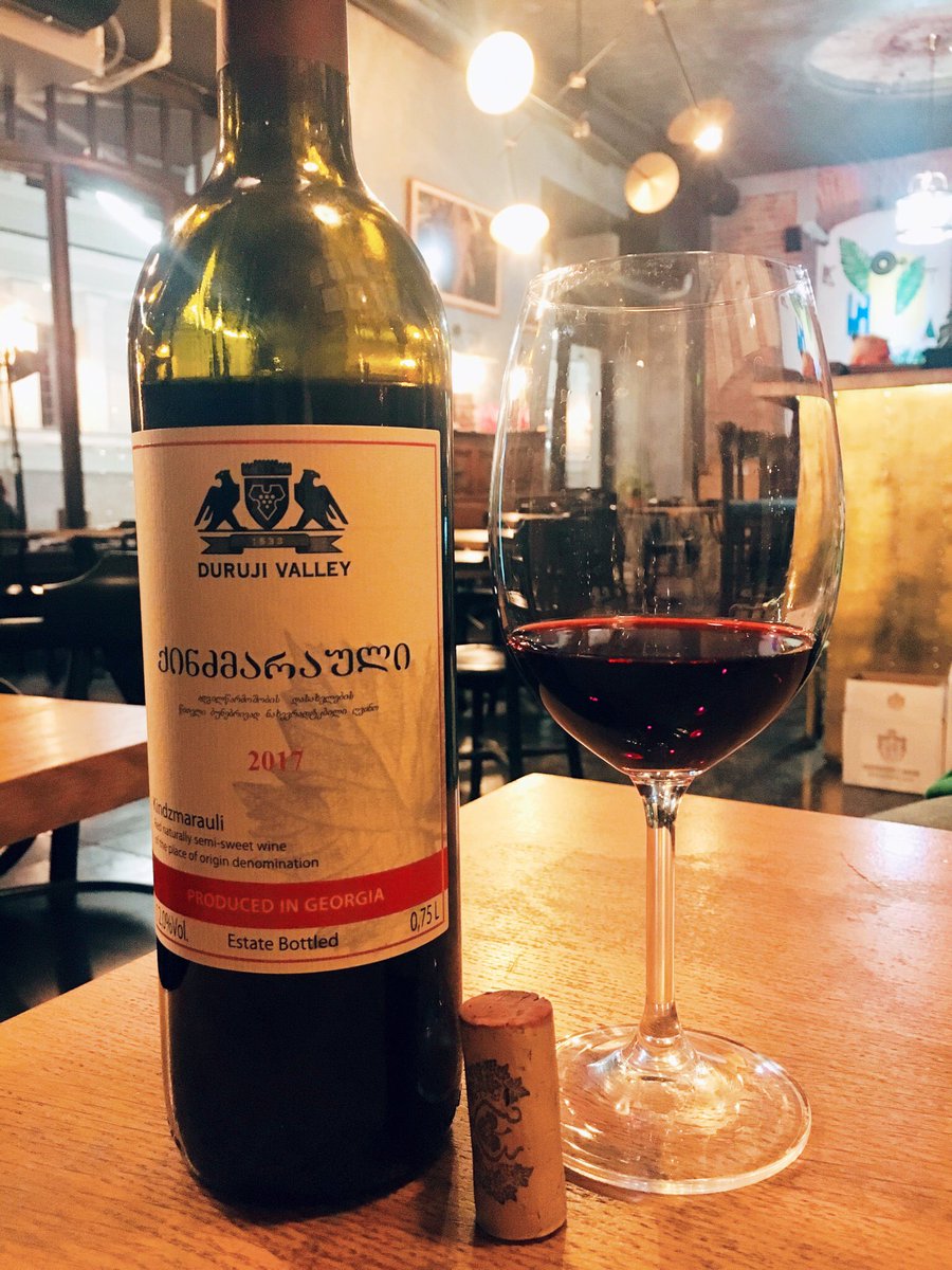 NatiaPashura's tweet photo. For those who like to enjoy the best #GeorgianWines in a nice atmosphere 🍷🥰 #wineoclock at #Amberi (wine bar in #Tbilisi, #Georgia) #DurujiValley’s #Kindzmarauli - #GeorgianWine #winelovers 😊 https://t.co/YmqyLmPGnS