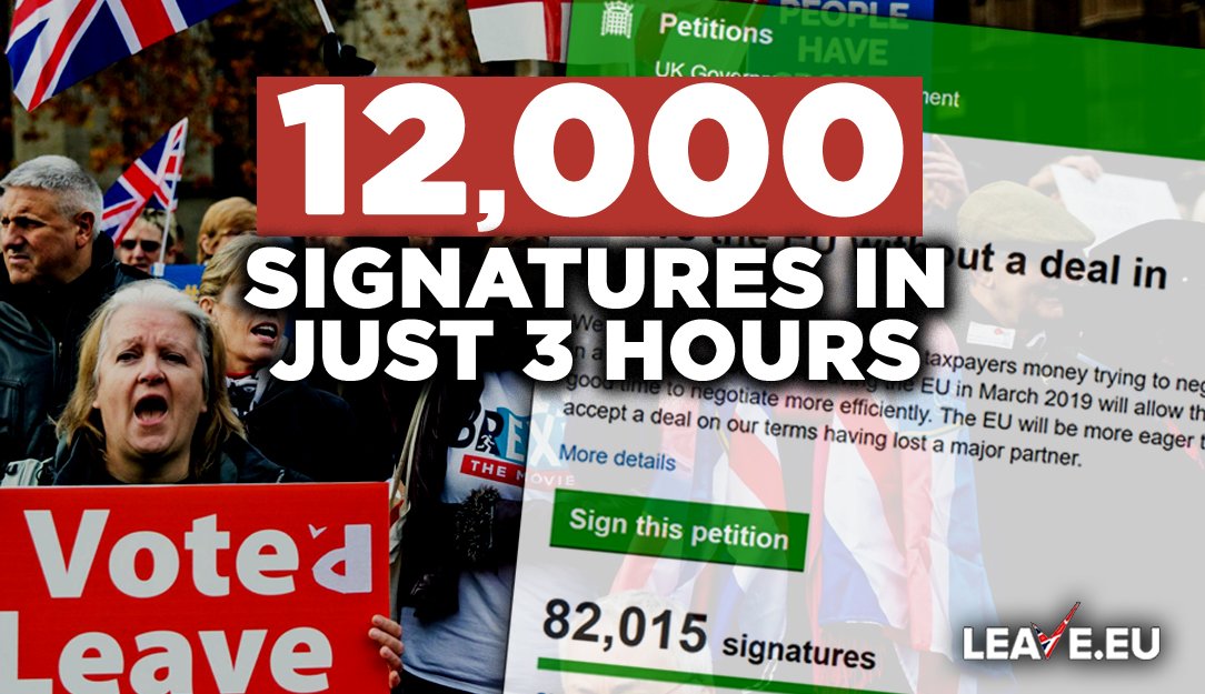 LeaveEUOfficial's tweet image. 📝 PLEASE SIGN &amp;amp; RETWEET | This is now by far the fastest growing petition in the country! Add your name today - don&apos;t let our Remain Parliament stop us from leaving the EU on World Trade Organisation rules. Let&apos;s regain our independence! 🇬🇧

🔗 petition.parliament.uk/petitions/2299…
