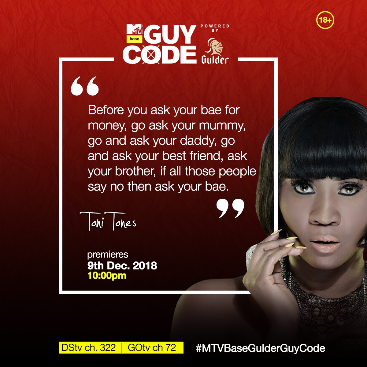 MTVBaseWest's tweet photo. .@iamtonitones with t he response. #MTVBaseGulderGuycode,,, fellas do you agree with her? https://t.co/2YnG6i81tl
