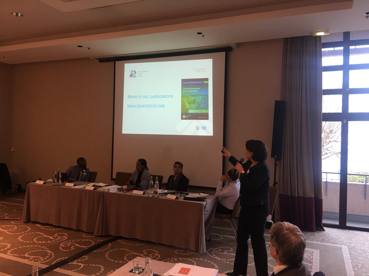 pengelly_tom's tweet photo. Great presentation on opportunities and challenges for SMEs by Marion Jansen from ITC at TAF 2+ retreat today in Evian on E-commerce in WTO for developing countries. Lots of good resources to learn from available on ITC website for policymakers and business people. https://t.co/ainRscQCnT