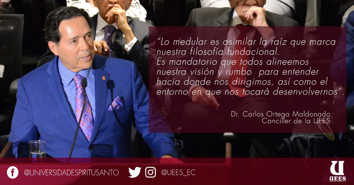 uees_ec's tweet photo. #EventoUees Discurso del Dr. Carlos Ortega Maldonado, canciller de la UEES, en el evento #Huellas2018 sobre la importancia de adaptarse y evolucionar como institución. #SomosUEES https://t.co/kh25pabqoF
