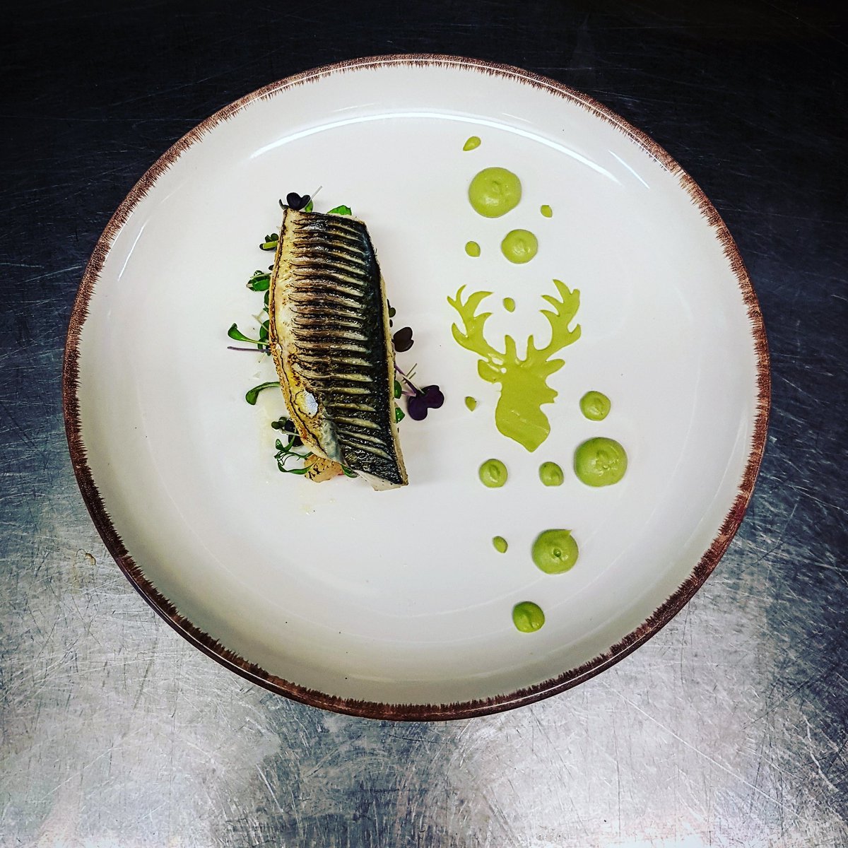 Torched mackerel, grape fruit, watermelon, avocado puree, borage leaves....