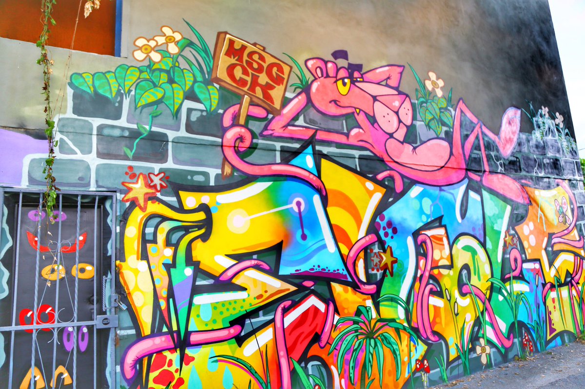 TokidokiNomad's tweet photo. #graffiti #streetart #msgcrew #pinkpanther #wynwood #miami #florida #tokidokinomadblog https://t.co/FdtmY5zzRL