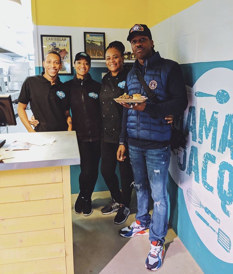 BoxparkWembley's tweet photo. The legend @jamaledwards popped in today to get his @MamaJacqs fix! Hope you enjoyed 🖤 https://t.co/oau3kcLbfd