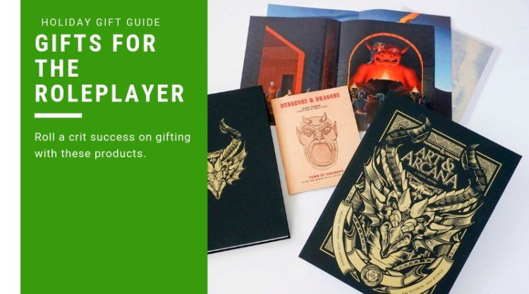Gameosity's tweet photo. Holiday Gift Guide: Gifts for the Roleplayer - https://t.co/kNXKMYXhgo @ElderwoodBoxes @Wizards_DnD @dogmight @DriveThruRPG @OsseUK https://t.co/d47S1cVKFA