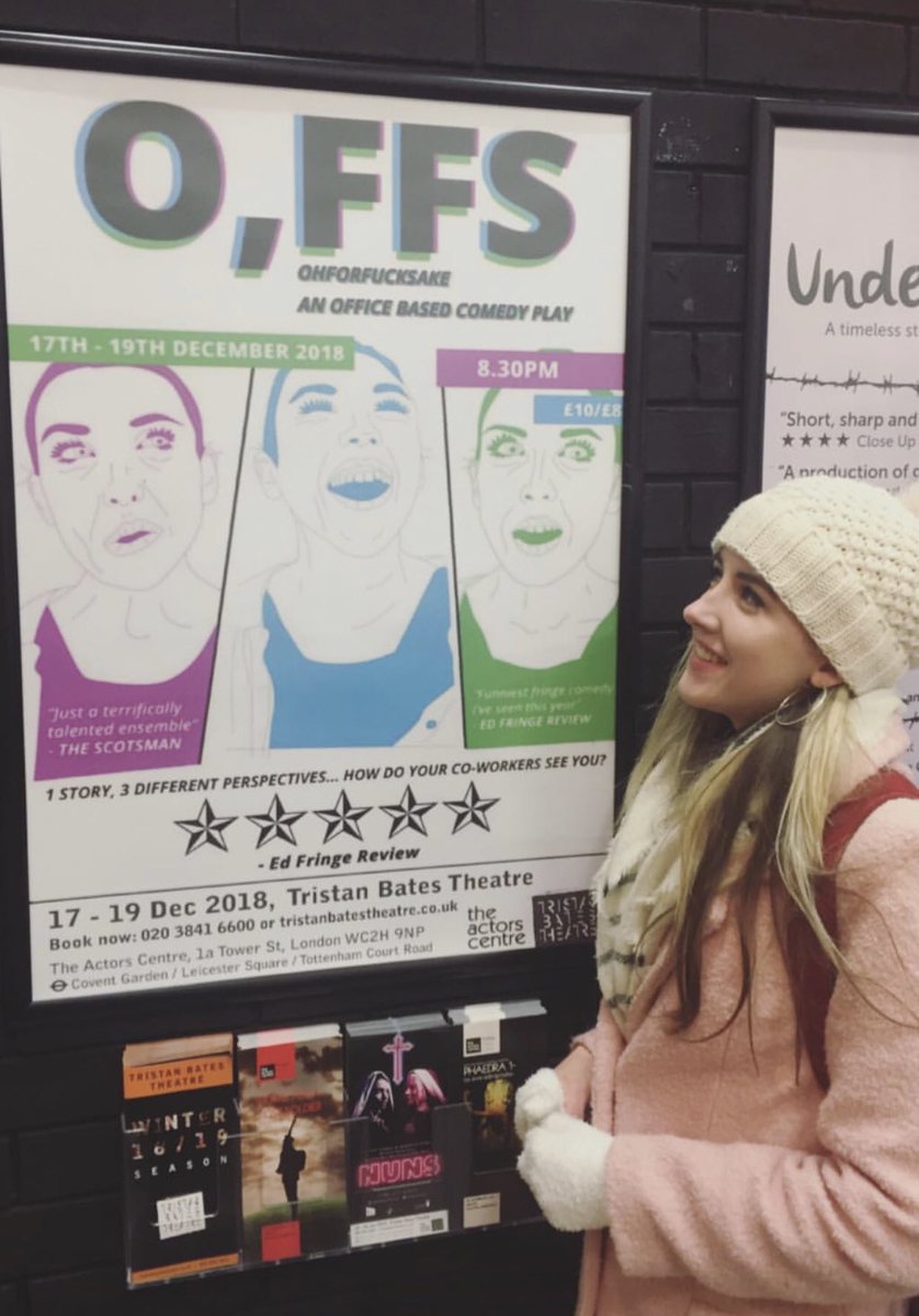 OFFSYTHO's tweet photo. Happy weekend everyone! It so nearly quiche o clock and here’s or very own Angela (@fenton_helena) admiring our brand new poster from @anissa_rahman - Monday Tuesday Wednesday night @TristanBates 🚨☕️🥜 https://t.co/u9gG0iaKkV