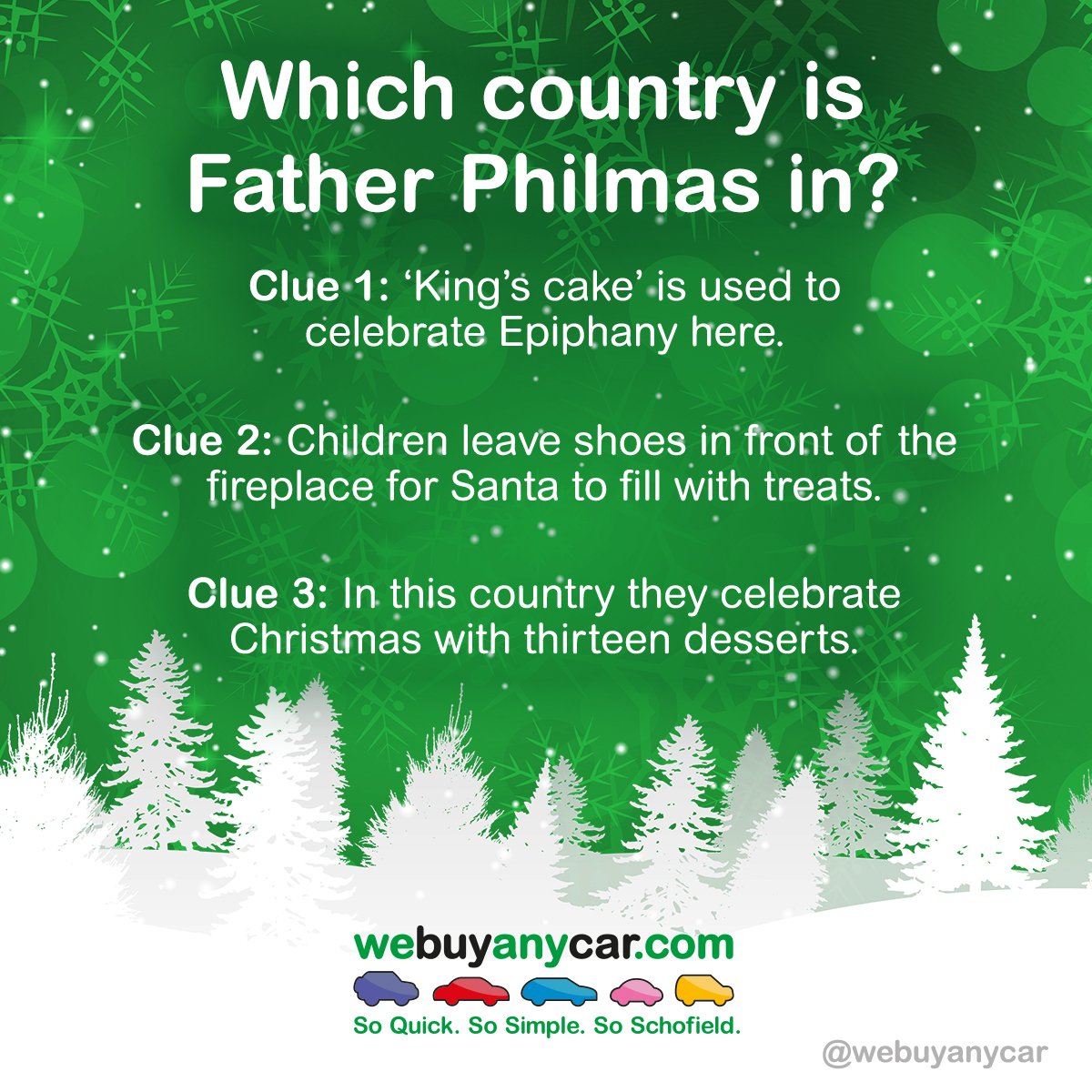 webuyanycar's tweet photo. We're half way through #12DaysOfPhilmas and there's still plenty to play for, can you tell us where Father Philmas is? RT & Follow for more chances to #win! Get your entries in before midnight https://t.co/G4rNcKcFOt
