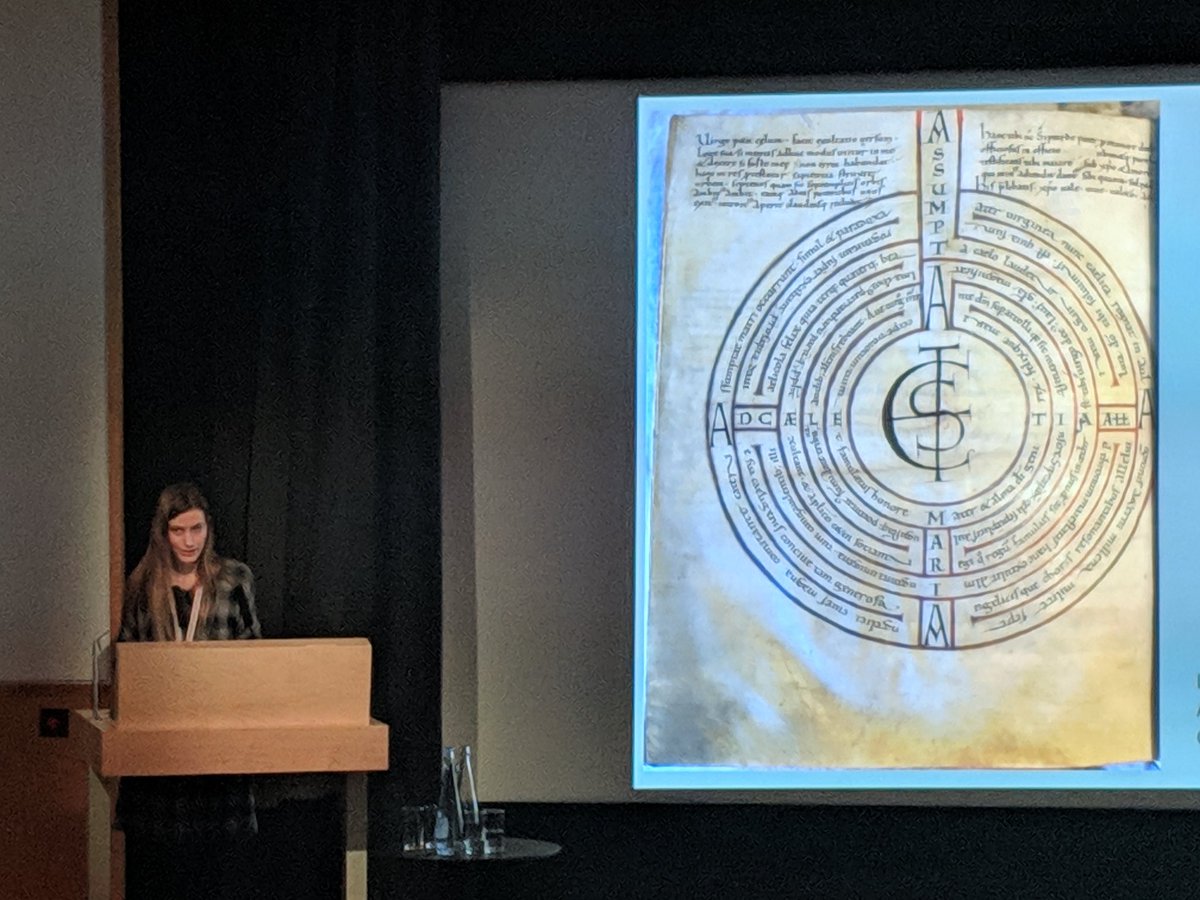 Carolyngian's tweet photo. #MSSinASK Eleanor Jackson on the c. 1030 Abingdon assumption of Mary Cambridge Kk. 3.21 as both labyrinth diagram and carmina figurata for meditative reading & journey to heaven https://t.co/IDmavhjrDu