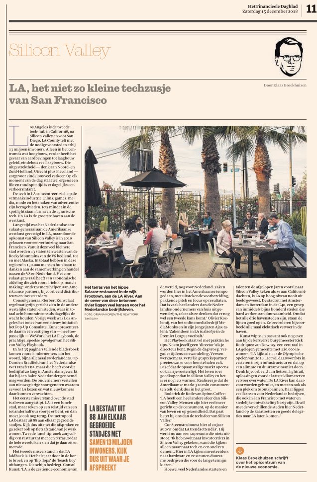 NLinSF's tweet photo. Today in @FD_Nieuws, how LA is booming and offers many opportunities for Dutch businesses #nlinla #popupconsulate https://t.co/xxl2SxxWuw https://t.co/sHNABc9VEC