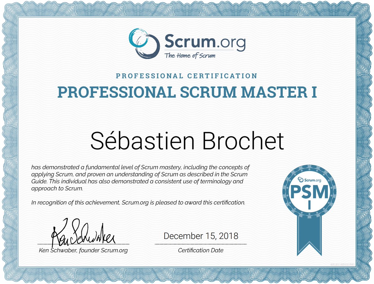 sebbrochet's tweet photo. #Scrum PSM I exam passed! 🙂 Thanks #Microsoft for the training &amp; exam. Eager to apply this framework with my customers while driving their #DigitalTransformation... https://t.co/3PpvTyclqK