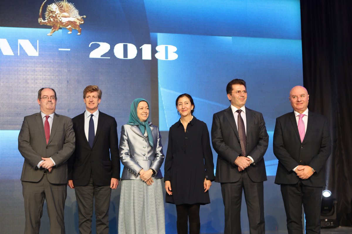 Maryam_Rajavi's tweet photo. Maryam Rajavi accompanied by guest participating in the International Conference of Iranian Communities, Patrick Kennedy, Ingrid Betancourt, Pandeli Majko, Fatmir Mediu, Gerry Horkan, and Antonio Tasso
#ExpelIranDiplomatTerrorists
#BlackLikstMOIS
#FreeIran
#Iran https://t.co/HZjisUe54j
