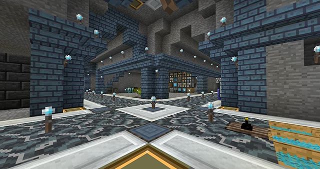 Mischief Of Mice Interior Of Fiercestkallisti S Base From The Stoneblock Patron Server Really Loved Her Design And Organisation Second Image Is Her Mob Grinder All The Fans Minecraft Moddedminecraft Mischiefofmice