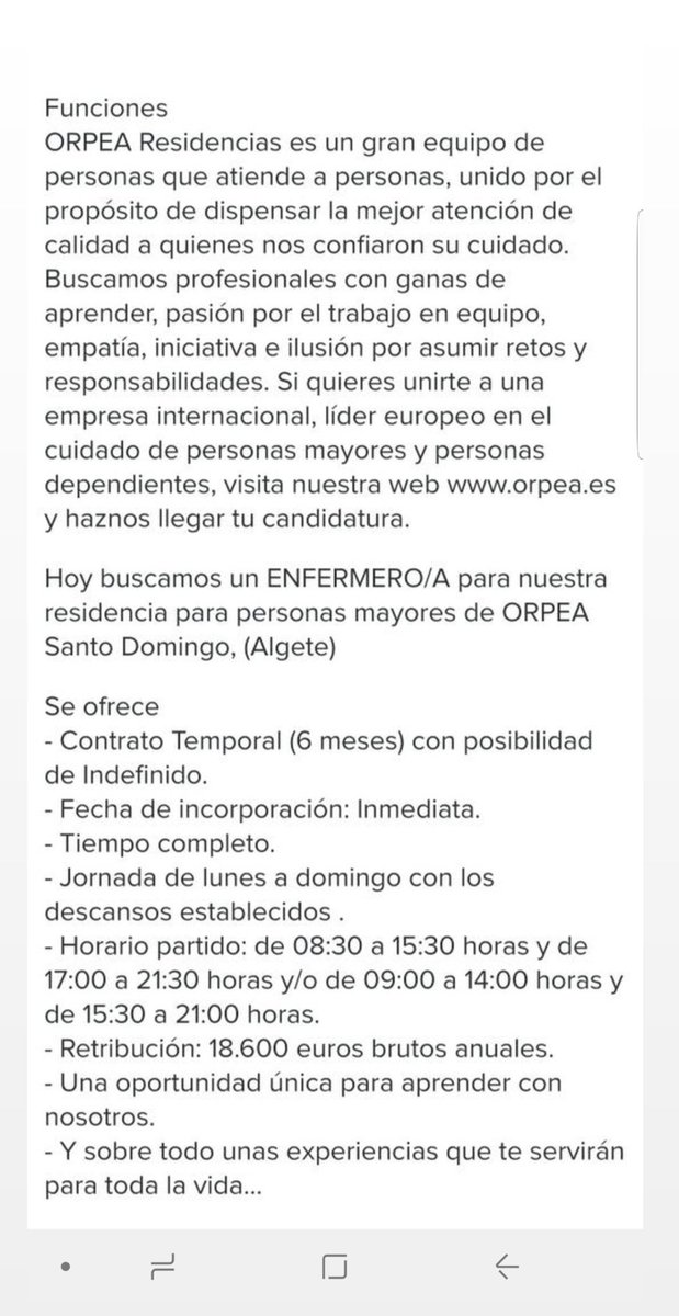 perdidueblog's tweet photo. Que una empresa como "ORPEA Residencias" pueda publicar, sin ninguna vergüenza, una oferta lamentable para un puesto de enfermero/a es un reflejo espectacular de lo que se consiente en España: denigrar nuestra profesión con total impunidad, sin consecuencias.
CGE? Colegios? Hola? https://t.co/RH6ufPuXHH