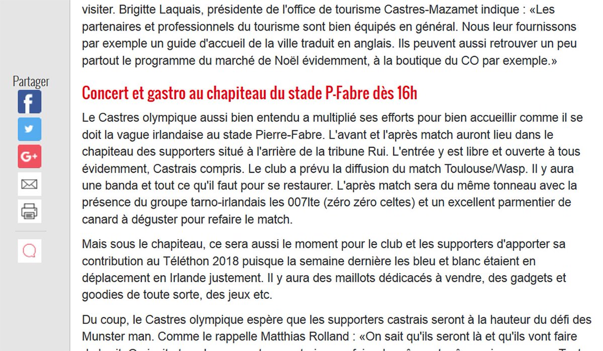 KevinDiogene's tweet image. D&apos;après @sudouest , ça s&apos;annonce top la fiesta à Castres cet aprèm, viendez tous ! #COMUN #STWASPS