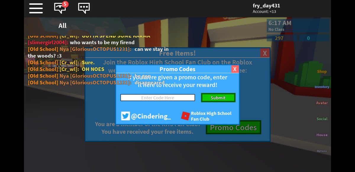 Roblox High School Fan Club Twitter