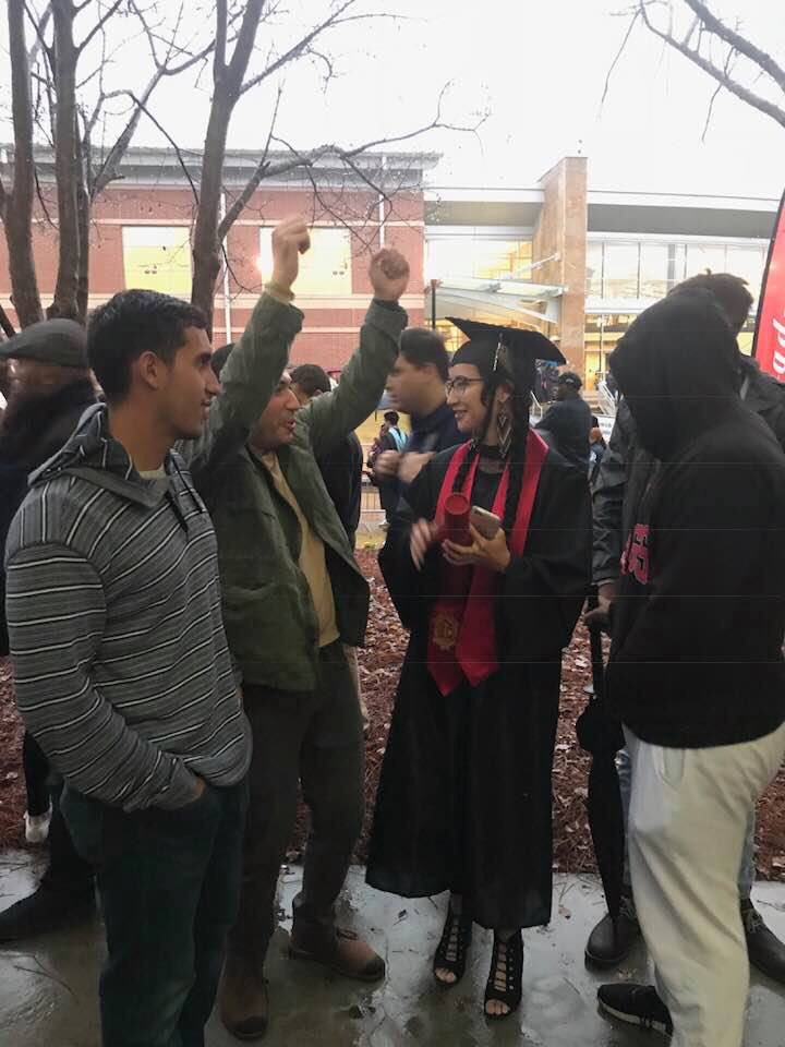 tunacapra's tweet image. I graduated from Columbus State yesterday! I had my friends and family there for me💜 I have more photos but Joel looks like a proud dad in the background of all of them lmao. Thanks @SlicerPhobic for being such a supportive boyfriend💜💜 #ColumbusState #ExerciseScienceMajor