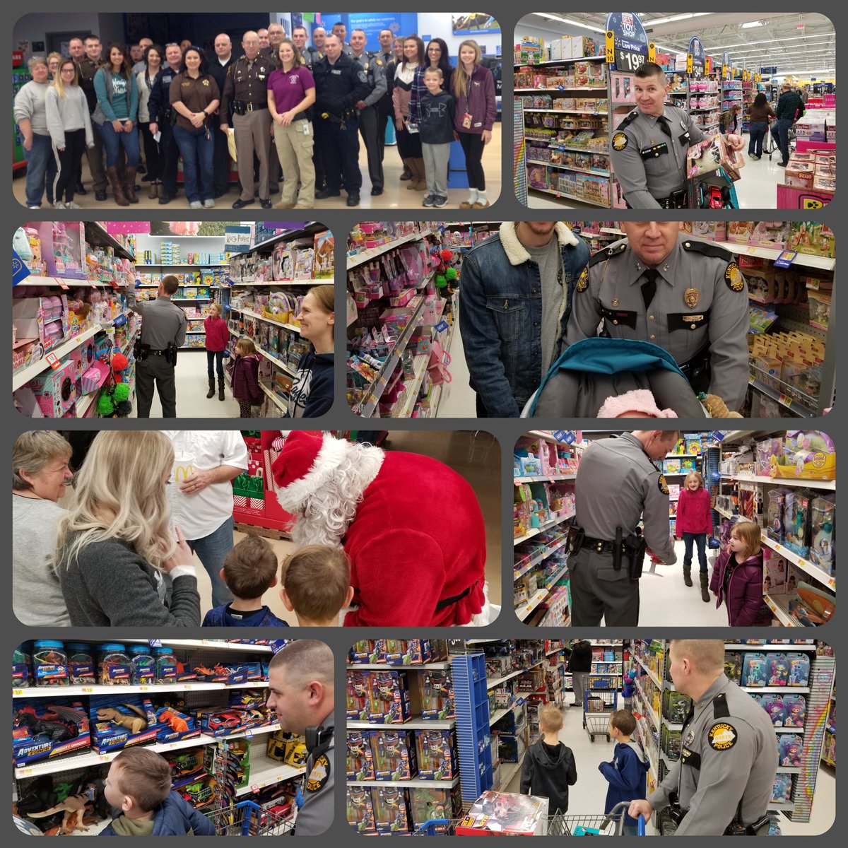 KingofKSP's tweet photo. @kystatepolice Post 16 troopers paired with other area law enf agencies are conducting Shop with a Trooper right now @Walmart in Beaver Dam
95 total children X
$80 per child =
HAPPY KIDS for the Holidays🎅
#ShopWithATrooper
#ShopWithACop
#HappyHolidays https://t.co/74Byvr8Slg