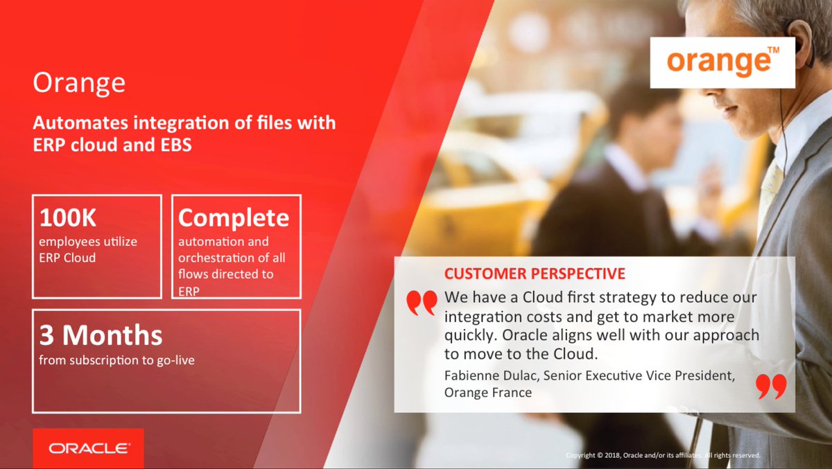 OracleIntegrate's tweet photo. On the 15th day of Integration, @Orange automated the integration of files with Oracle #SOA Cloud Service, @OracleERPCloud, and E-Business Suite. #24DaysofIntegration https://t.co/tdenh8t7i3 https://t.co/0HCGnW1nBi